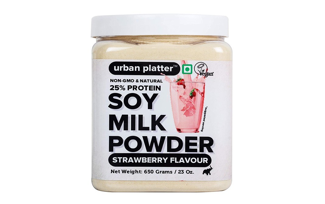 Urban Platter Soy Milk Powder Strawberry Flavour   Plastic Jar  650 grams